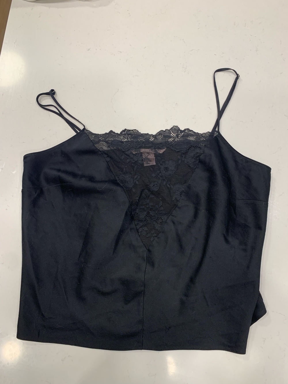 Victoria's Secret Black Satin Lace front Camisole